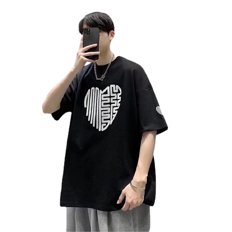 Áo Thun Mùa Hè Dáng Suông In Họa Tiết Chữ Thời Trang Phong Cách Hàn Quốc Cho Nam size M-8XL