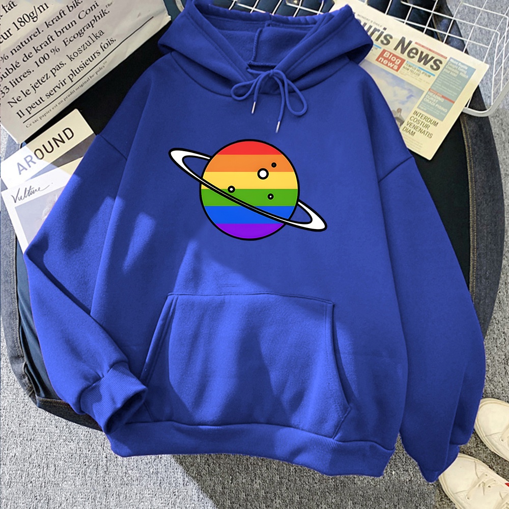 Áo Hoodie Chui Đầu In Hình Hành Tinh Cầu Vồng LGBT Thời Trang Mùa Xuân Cho Nam Và Nữ