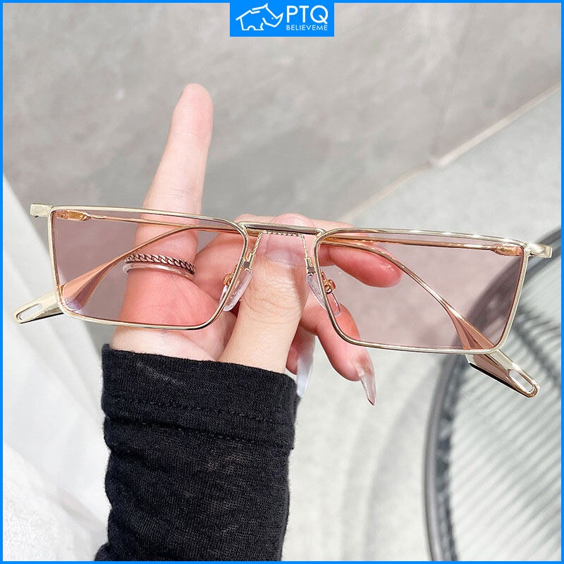 Kính Mát PTQ Gọng Vuông Nhỏ Màu Xanh Lá Nhạt Thời Trang 2022