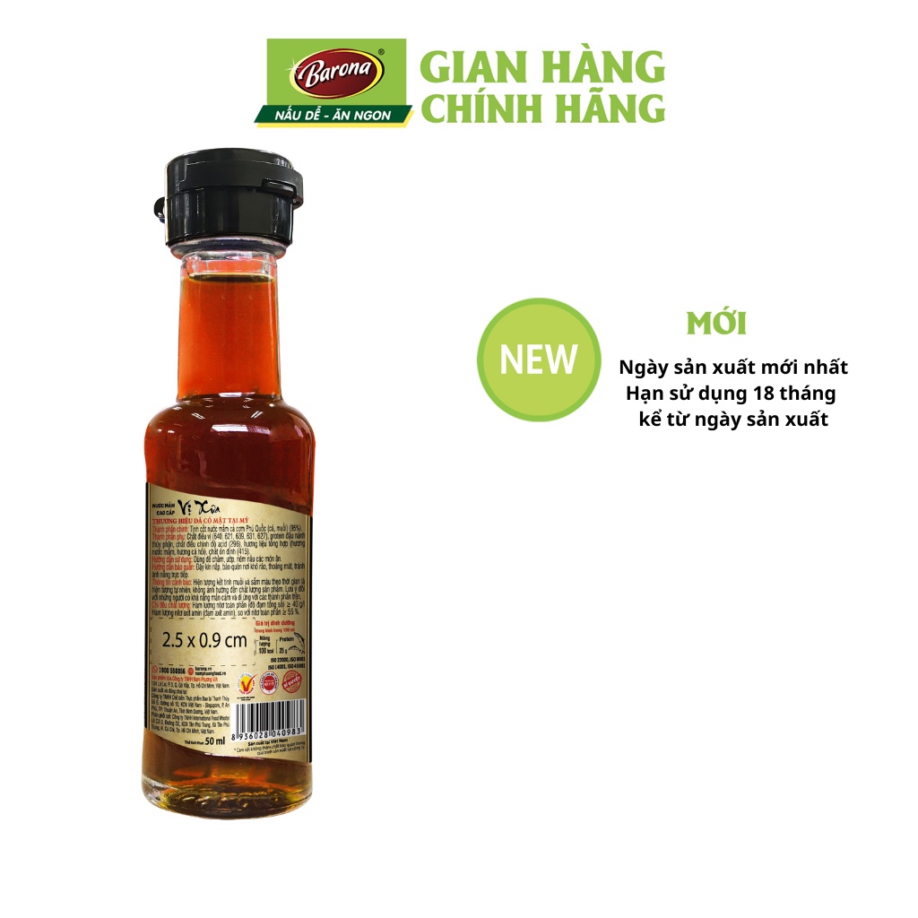 Combo 1 lốc  Nước Mắm Cao Cấp Vị Xưa Barona 40N 50ml