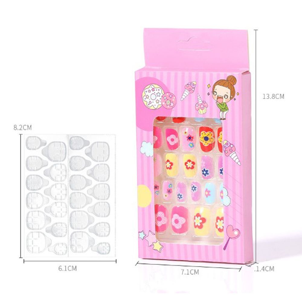 [Hàng mới về] Set 24 móng tay giả họa tiết hoạt hình nhiều màu sắc dễ thương cho bé gái