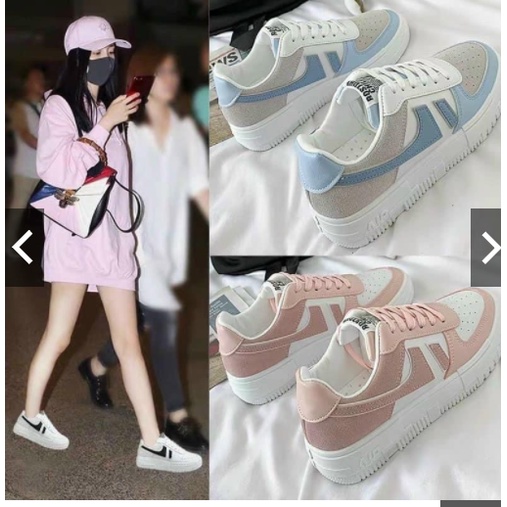[sneaker trắng phối màu độn đế]