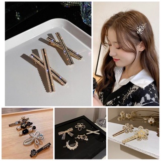 Kẹp tóc hoa đính đá và hạt châu thời trang