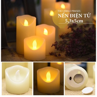 Nến điện tử sáp nhựa trang trí 5,3 x 5cm nến giả lồng nến, nến cốc