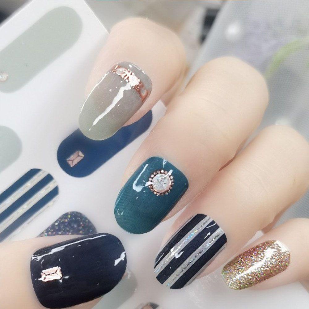 Miếng Dán Trang Trí Móng Tay Tự Dính Màu Đồng Lấp Lánh DIY