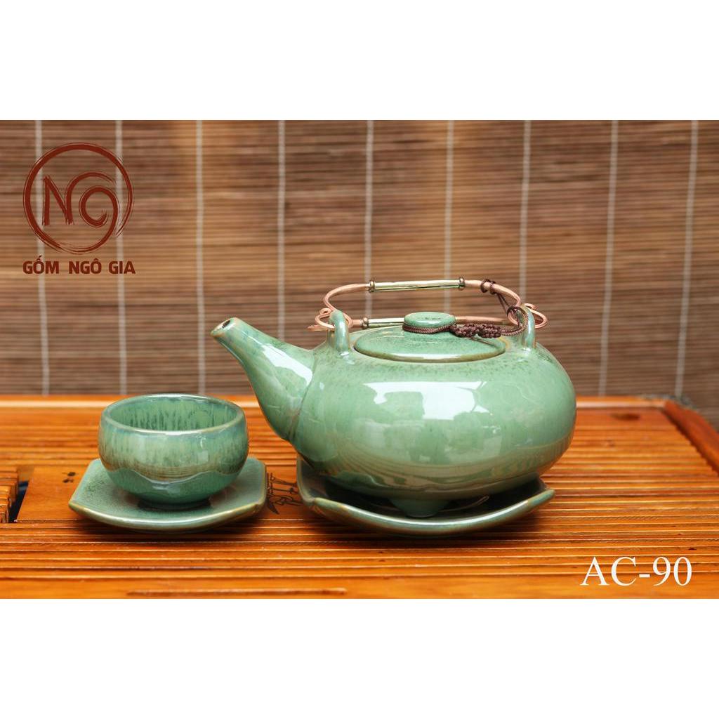 Ấm trà⚡️BÁT TRÀNG⚡️Ấm chén, tách trà, ly men hỏa biến xanh ngọc cao cấp giá rẻ AC-90