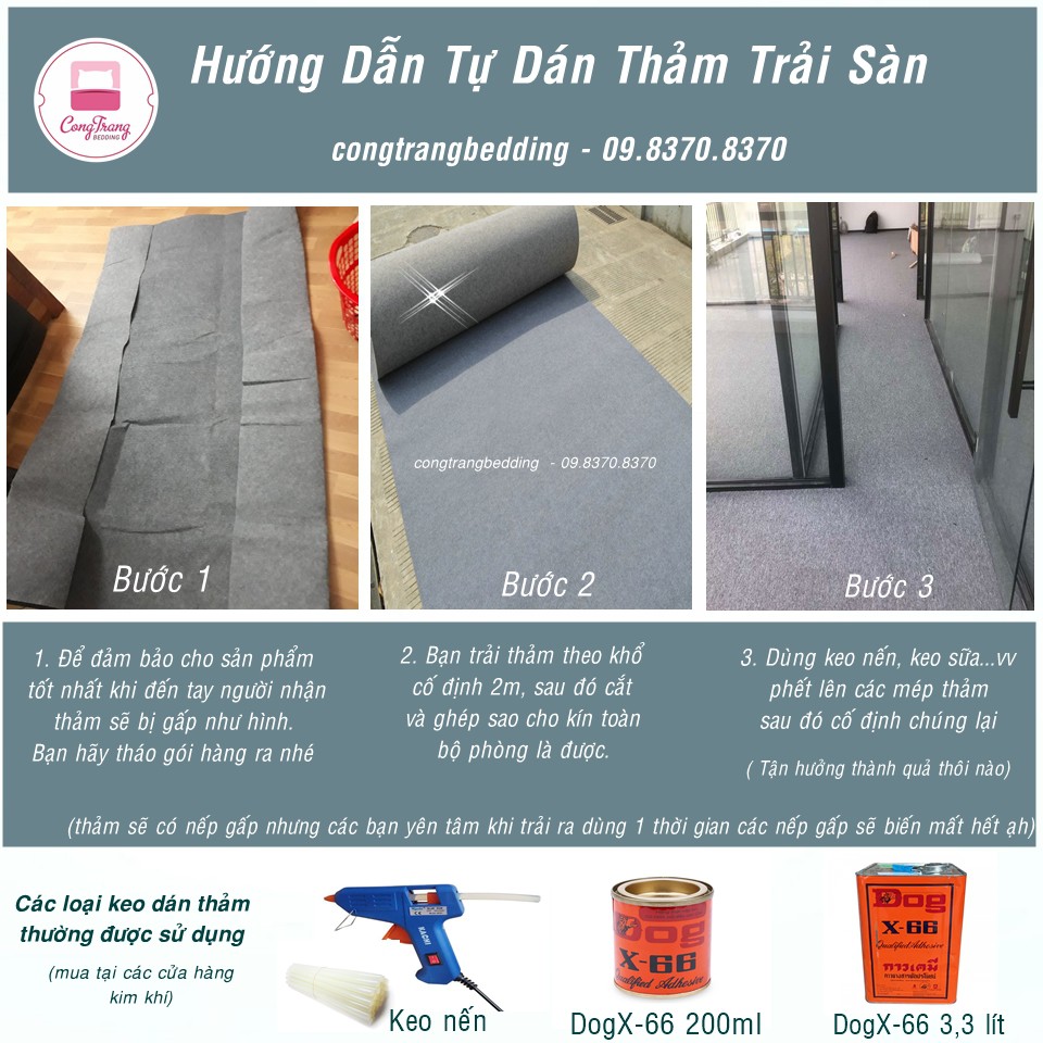 Thảm nỉ trải sàn nhà, trải sự kiện văn phòng loại dày chống cháy - Đế Tráng Keo Chống Trơn Trượt ( 1 mét vuông 2mx0,5m )