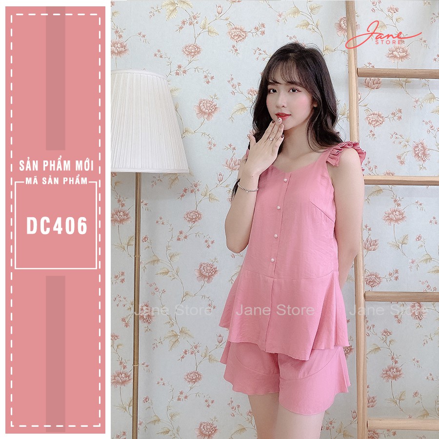 Bộ đồ mặc nhà JANE chất liệu vải đũi màu hồng DC406 , JANE bộ đồ mặc nhà chất liệu đũi tự nhiên | BigBuy360 - bigbuy360.vn