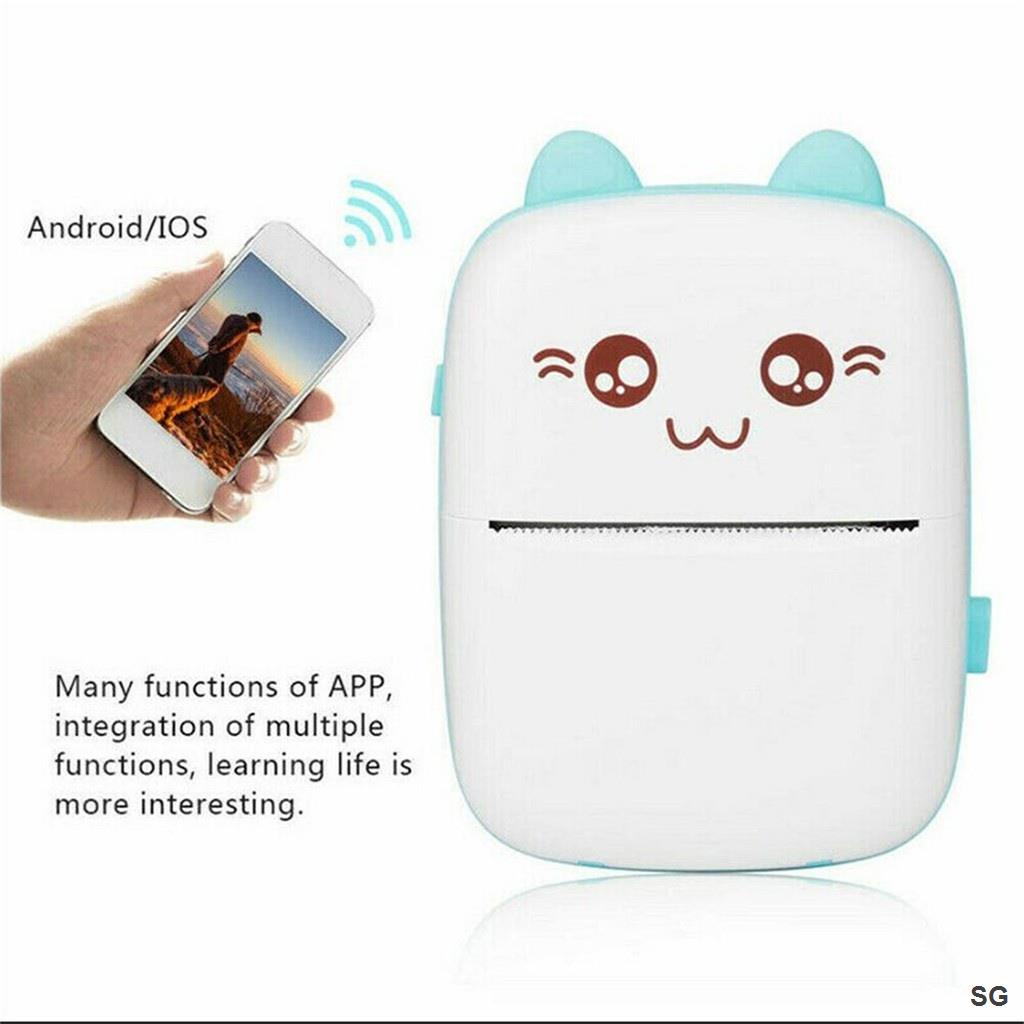 Máy In Ảnh Hoạt Hình Không Dây Mini Kết Nối Bluetooth Cho Android Ios