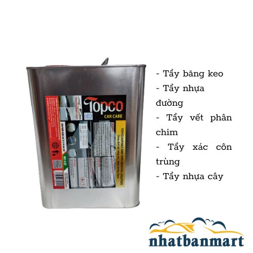 Dung dịch tẩy băng dính nhựa đường Topco tẩy rửa băng dính xe ô tô 4 lít Nhật Bản Mart