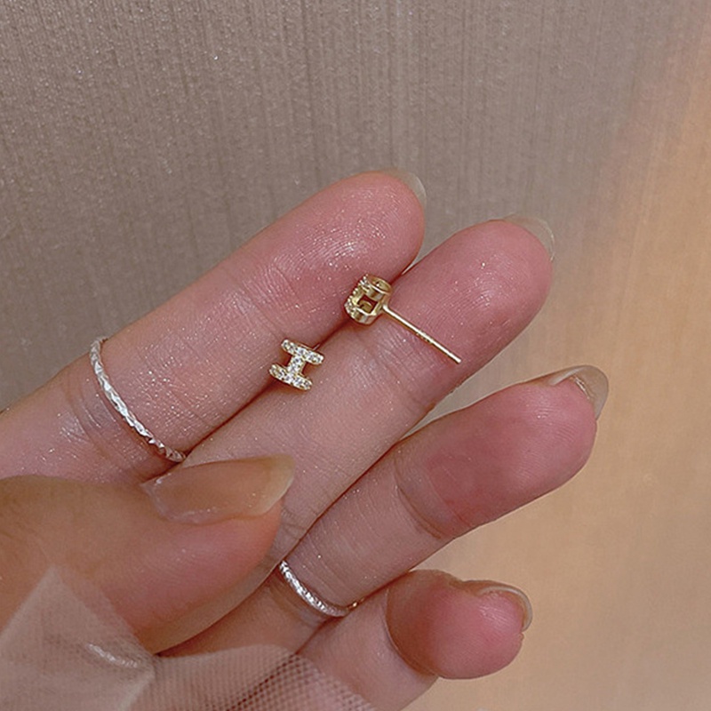 Bông Tai Chữ H Mini Bằng Bạc 925