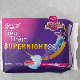 Băng vệ sinh Diana Siêu Thấm SUPERNIGHT có cánh 29cm - 35cm