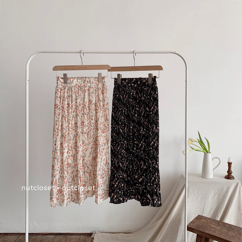 [Mã WASKT304 giảm 15% tối đa 30K đơn 99K] Chân váy xếp li cạp chun in hoa to_CV0018