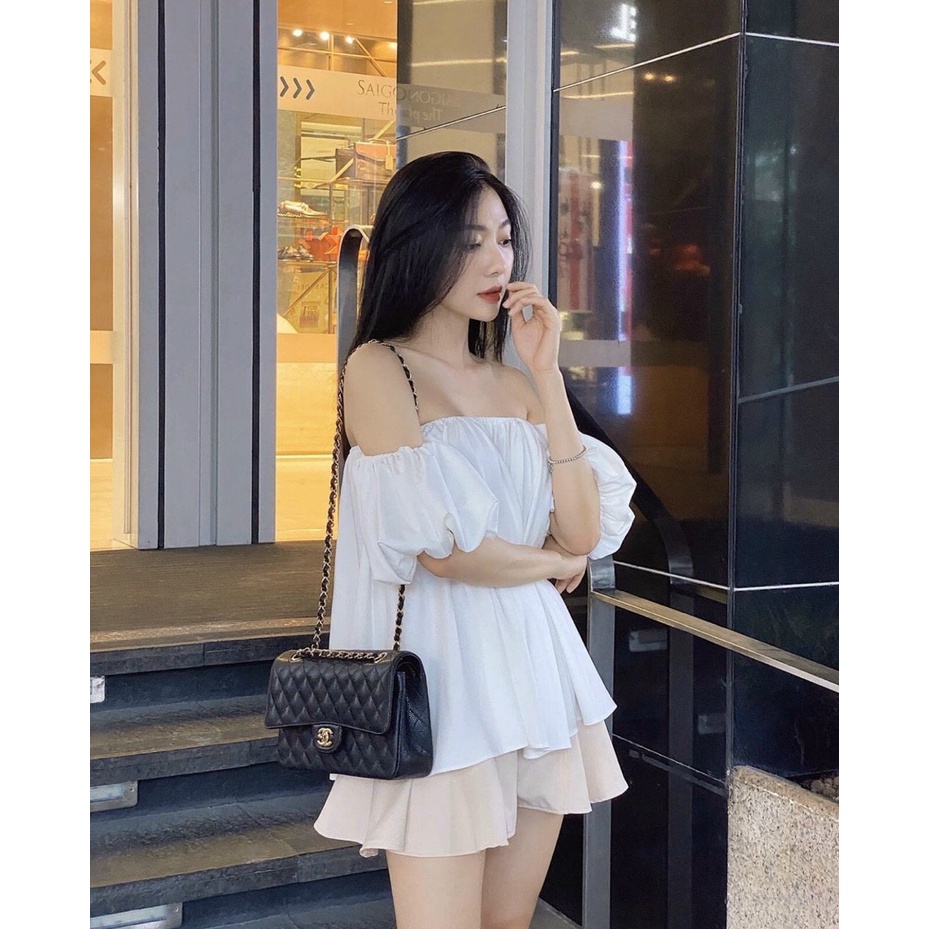 Áo trễ vai tay bồng kiểu babydoll ulzzang tay phồng đẹp HIJUNE ATV01