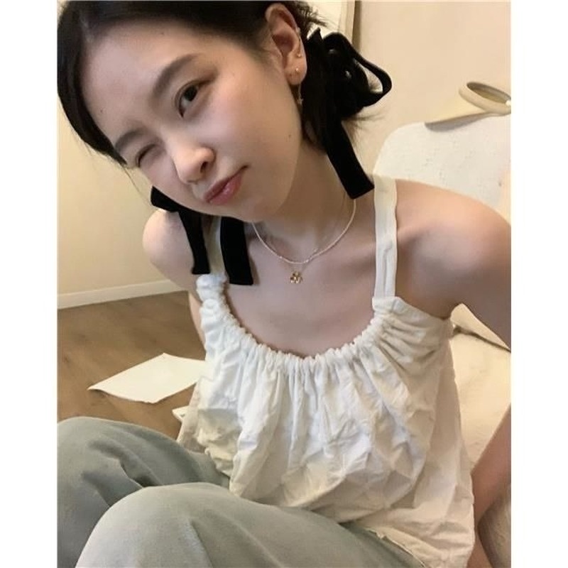 Áo Hai Dây Dáng Rộng Hở Lưng Màu Trơn Thời Trang Mùa Hè Gợi Cảm