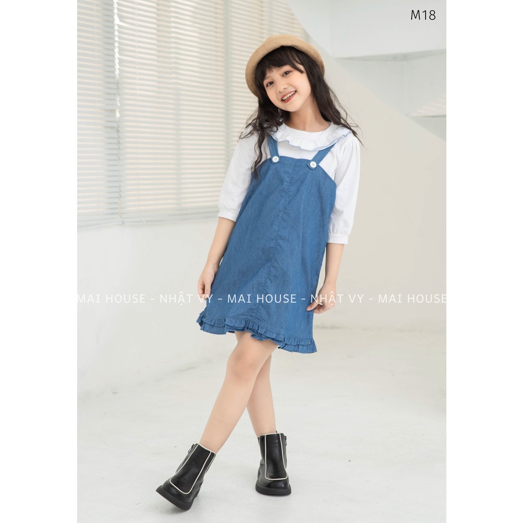 Đầm Bé NHẬT VY Đuôi Cá 2 Tầng Viền Chỉ Nổi Chất Kaki Thun Không Kèm Áo Dễ Thương, Nhẹ Nhàng Màu Xanh, Đỏ, Vàng - M18
