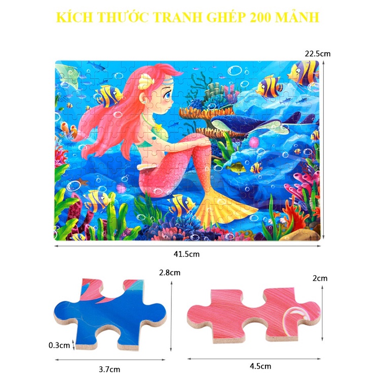 Tranh ghép hình 200 mảnh hộp thiếc, xếp hình 200 miếng,Tranh ghép gỗ, Puzzle cho bé