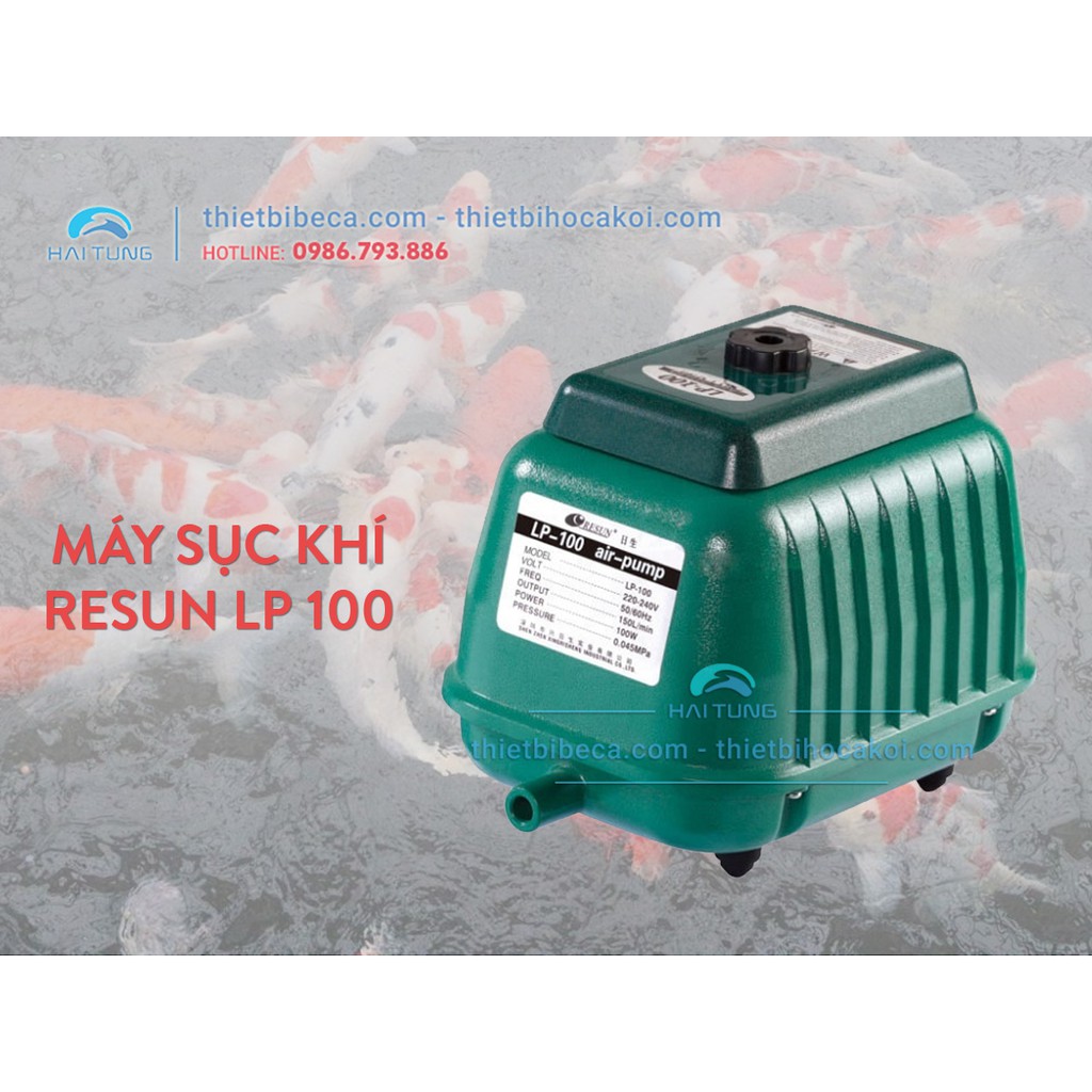 Máy sục khí sủi khí hãng Resun LP 100. Dòng máy sủi cao cấp chuyên dùng cho hồ Koi