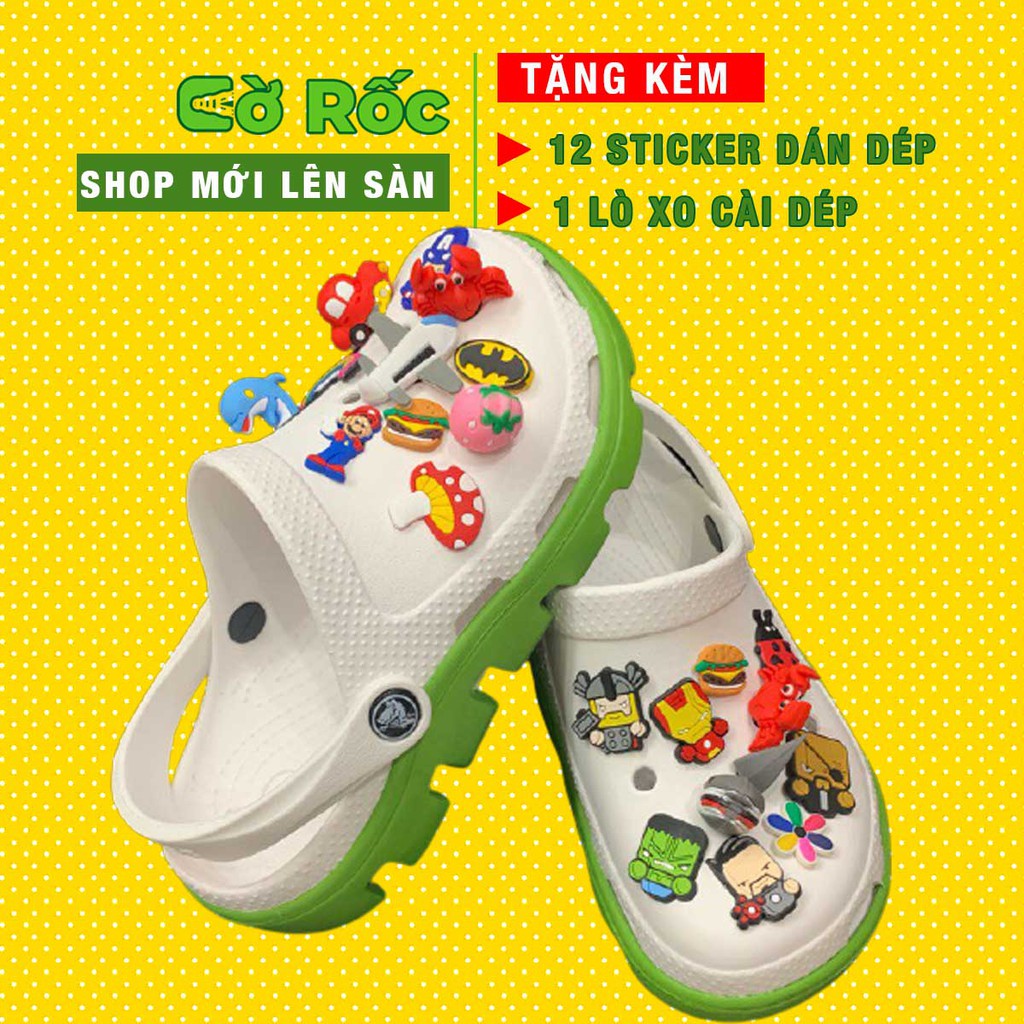 Dép sục cross nam nữ unisex, giày cross màu trắng đế lượn sóng cao đi mưa full box đủ màu và full size 35 đến 45