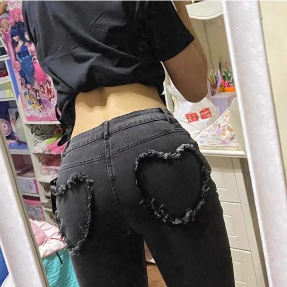 ™☎♧Quần Denim Màu Đen Dáng Ôm Phong Cách Mỹ Cá Tính Cho Nữ