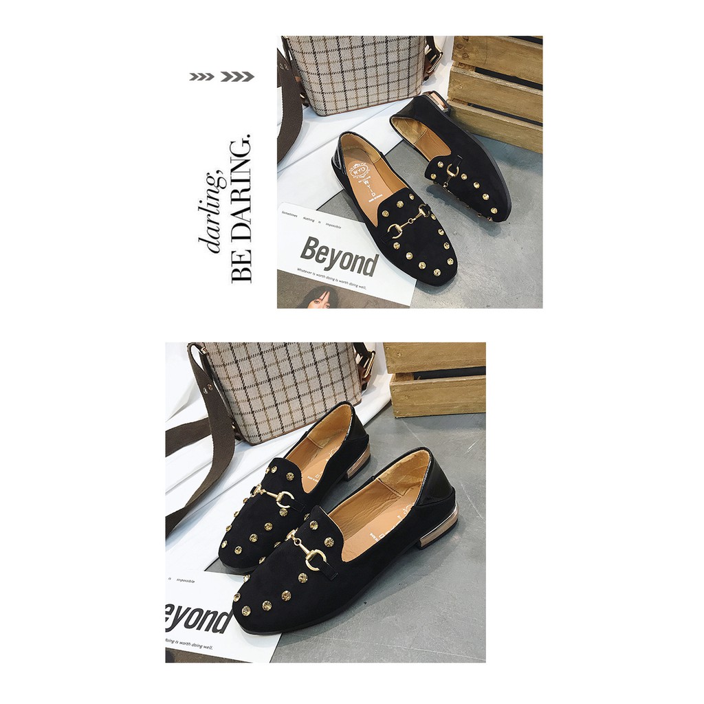 Giầy Moca dẫm gót da lộn đính đá cao cấp | BigBuy360 - bigbuy360.vn