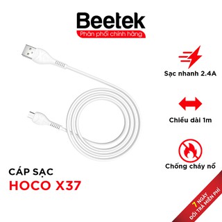 Cáp sạc hoco x37 sạc nhanh 2.4a chất liệu pvc dây dài 1m / đầu lightning-micro-type c