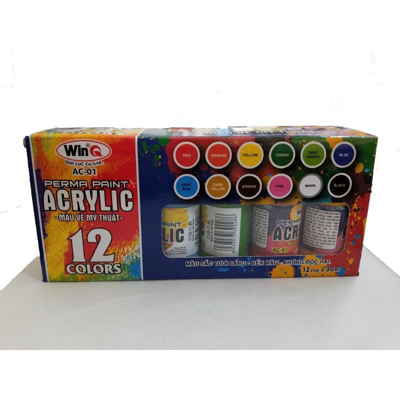 Hộp 12 Màu Acrylic WinQ AC-01 (30 ml/1 Chai )