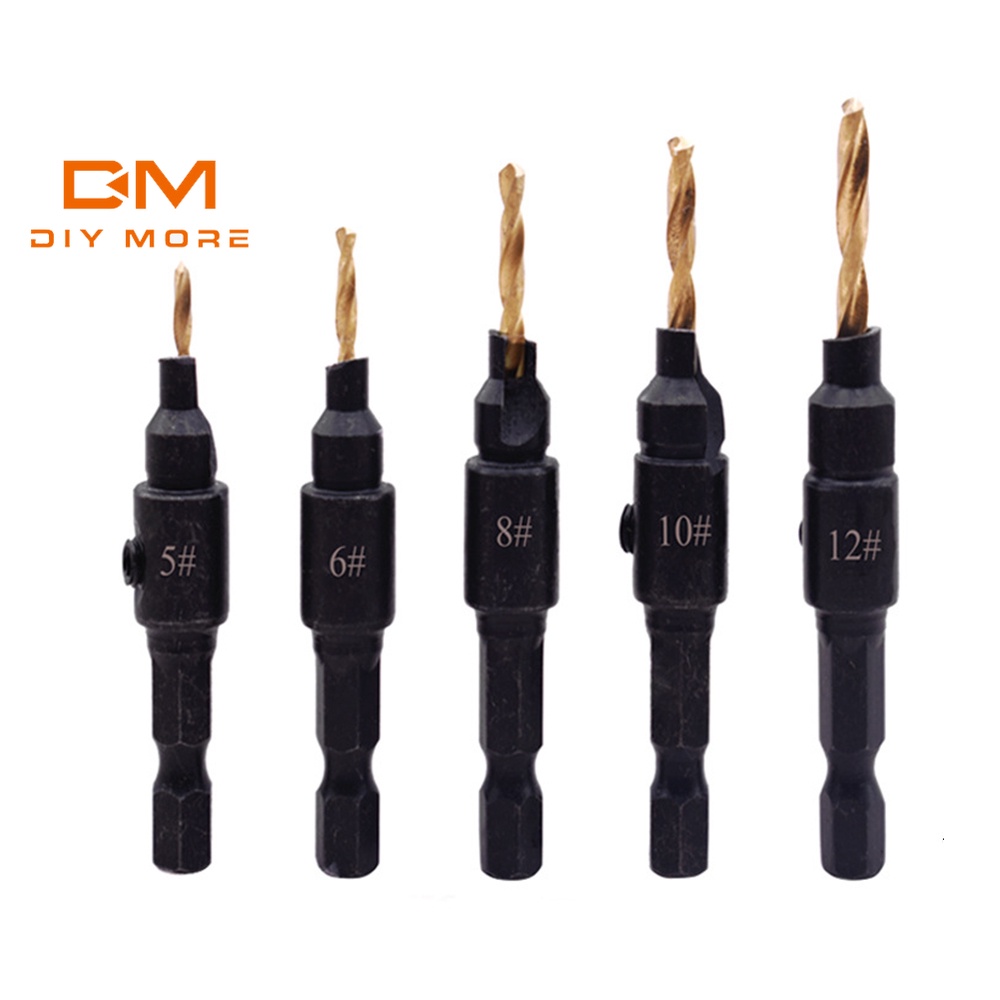 Set 5 mũi khoan gỗ DIYMORE nhiều kích thước chuyên dụng kèm một công cụ cờ lê cao cấp