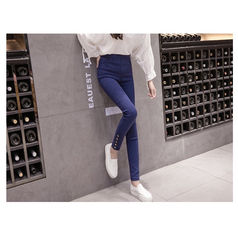 quần jean skinny big size ống đính 5 nút vàng size 70-80kg