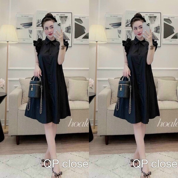 Váy bầu sơ mi tay bèo MSP315 thời trang thiết kế freesize Mom and Baby