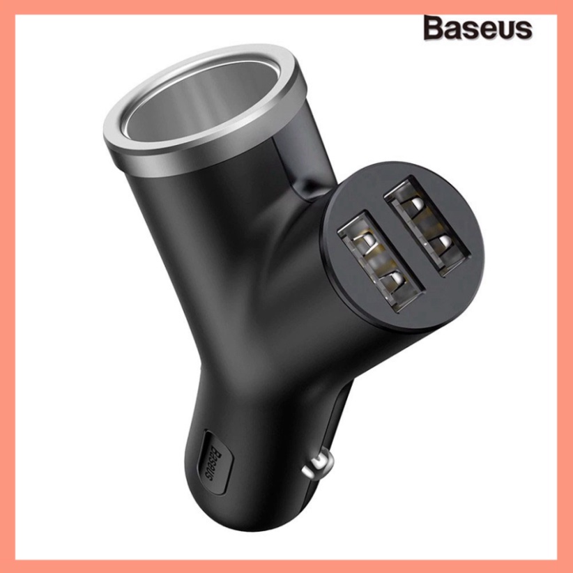 Tẩu Sạc Ô Tô Mở Rộng 3-in-1 Dùng Cho Xe Hơi Baseus Y Type Dual USB (40W, 3.4A Fast Charge, Intelligent Car charger)