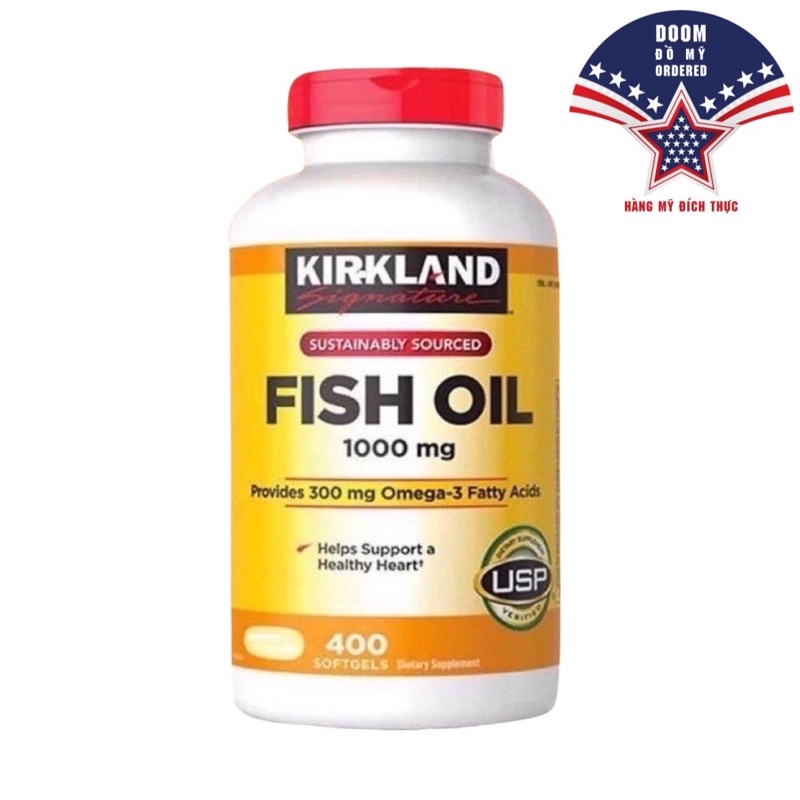 Dầu cá KIRKLAND 0mega-3 FISH OIL 1000mg của Mỹ 400 viên