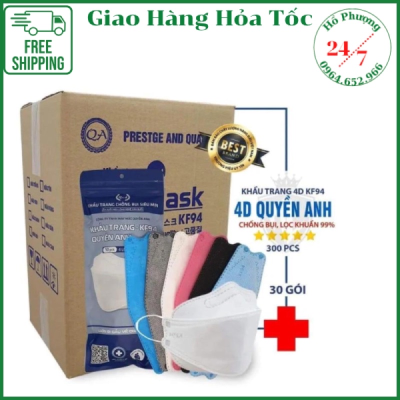 Khẩu trang kf94 quyền anh,chống bụi mịn,4 lớp kháng khuẩn,thùng 300 chiếc