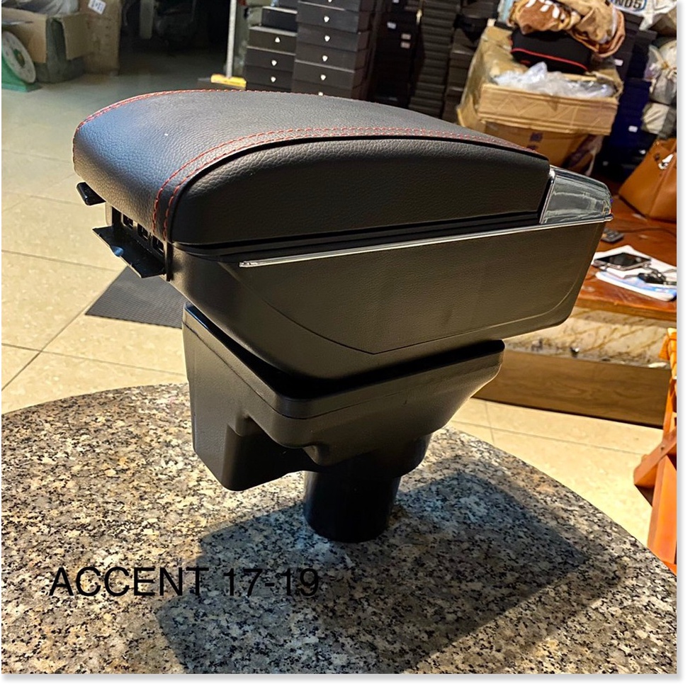 Hộp tỳ tay xe Accent / Kia Rio 2017-2019 cao cấp tích hợp cổng sạc USB - Bảo hành 12 tháng