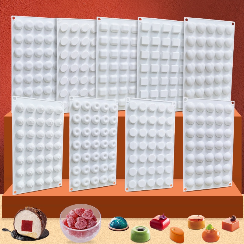 Khuôn silicone 15 / 35 Lỗ Hình Trái Tim / Tròn / Vuông Tự Làm Bánh Trung Thu / Thạch Rau Câu
