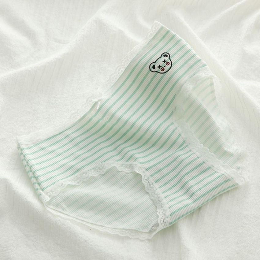 Quần lót nữ, quần lót Cotton viền ren gân tăm kháng khuẩn hoạ tiết viền ren sexy điệu đà - L167