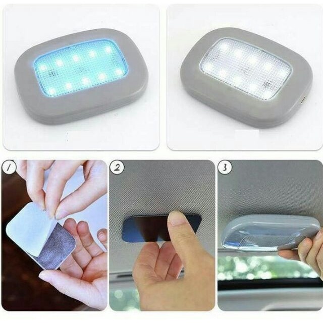 Đèn Led trần Ô tô đa năng có kèm dây sạc qua cổng usb 2W, DC 10 ~ 30V, 12x9cm ( màu trắng)