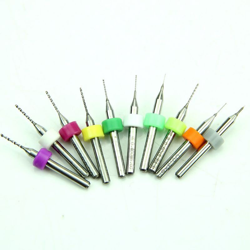 WER 10Pcs 0.1mm to 1.0mm PCB Print Circuit Board Carbide Micro Drill Bits Set Tool