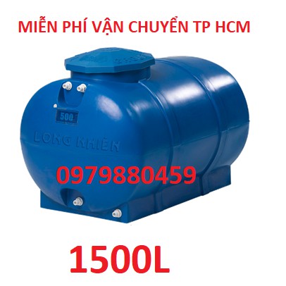 Bồn nước nhựa nằm giá rẻ Long Nhiên 1500L, Bảo hành 3 năm