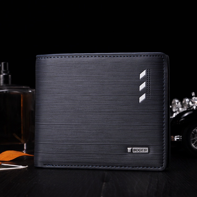 Ví Da Nam Ngang Gập Đôi Màu Đen Cao Cấp, Bóp Da Nam Gập 2 Nằm Ngang - V204