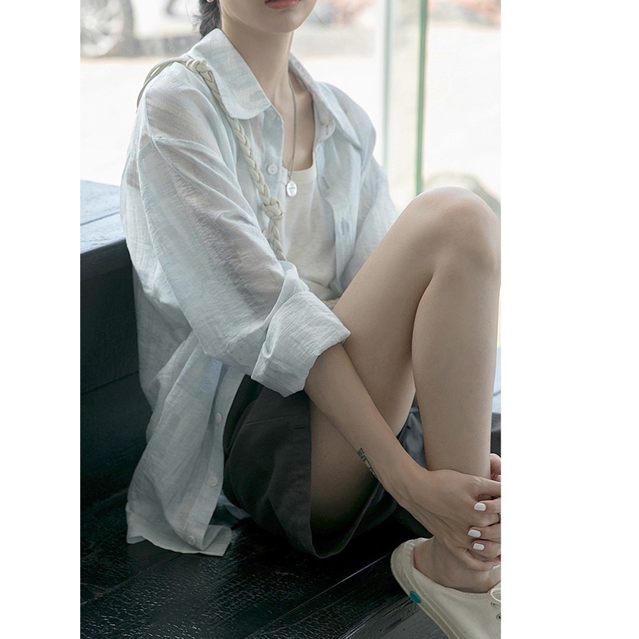 Áo Sơ Mi Chiffon Dài Tay Chống Nắng Họa Tiết Hoa Xinh Xắn