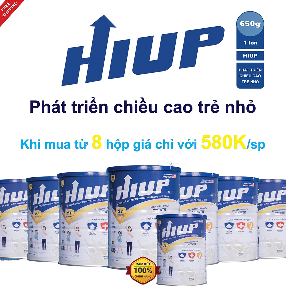 Combo 8 sữa bột HIUP tăng chiều cao cho trẻ từ 2 đến 15 tuổi