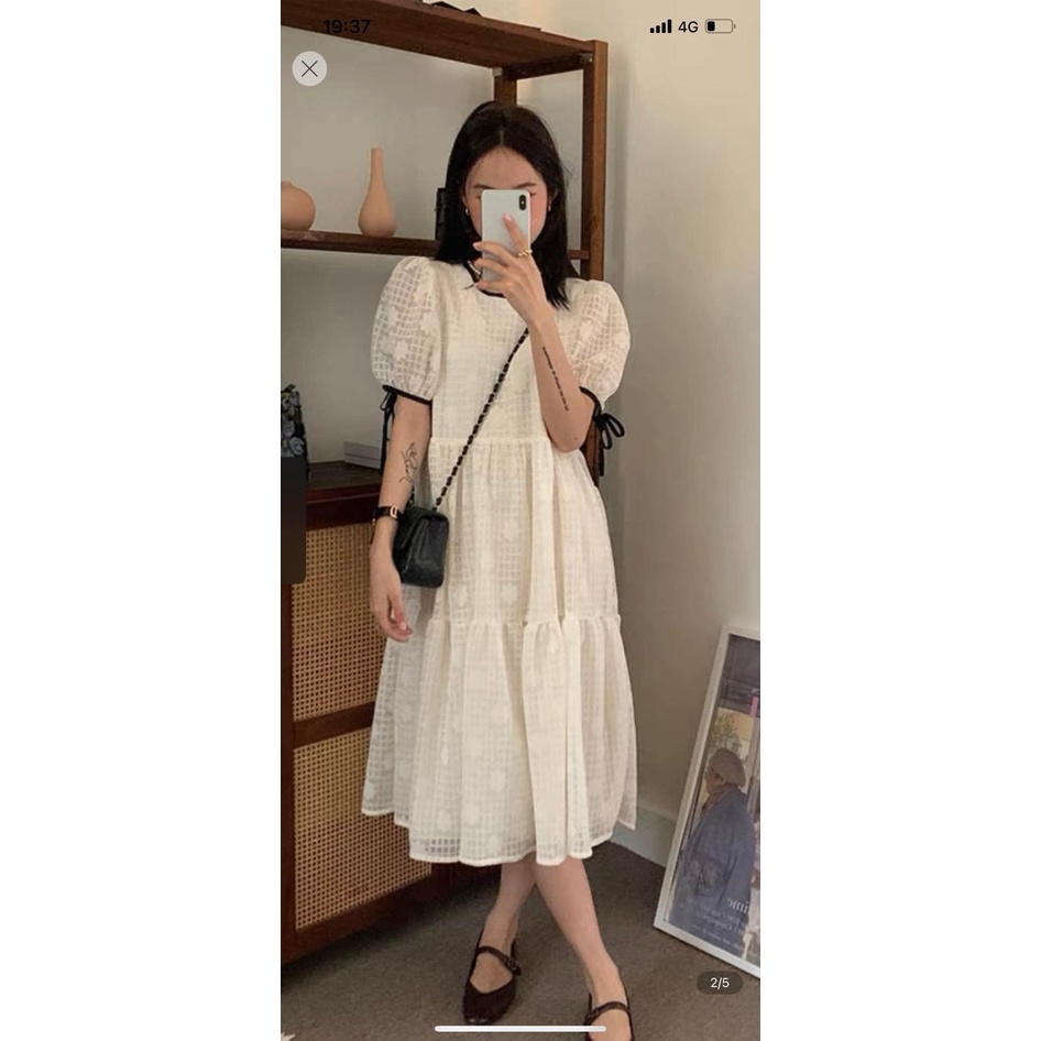 Váy Nữ 3 Tầng Nữ Họa Tiết Caro Cực Sang, Dập Hoa Chìm Xinh Xắn