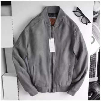 Áo Khoác Nam Bomber Da Lộn, Chất Da Lộn Mềm Mượt, Chống Nước Nhẹ, Năng Động,