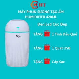 Máy phun sương tạo ẩm Máy phun hơi nước khuếch tán tinh dầu cấp ẩm cho không khí Dung tích 420ML có LED đổi màu