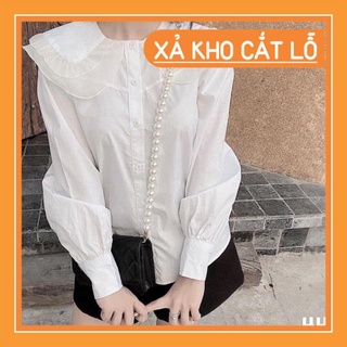 Luu.phuoc2611 Áo sơ mi trắng nữ cổ sen ren bèo - Áo trắng cổ bèo mặc đi học, đi làm