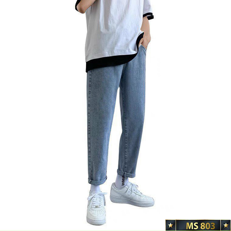 Quần jean nam baggy ống suông rộng - quần bò nam đen dáng đứng vải jeans cao cấp hottrend 2022 J804