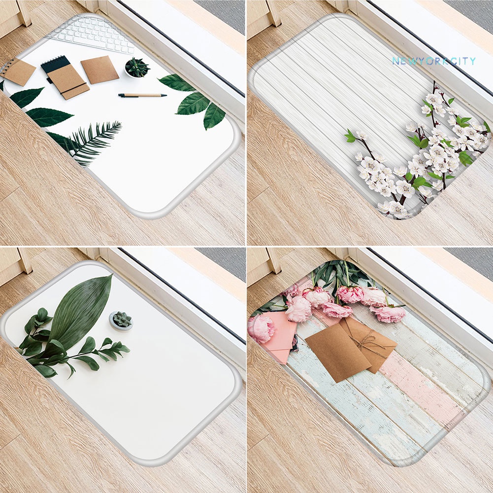 Thảm lót cửa chùi chân Chống Trượt Họa Tiết Lá Cây Dành Cho Nhà Bếp Phòng Tắm