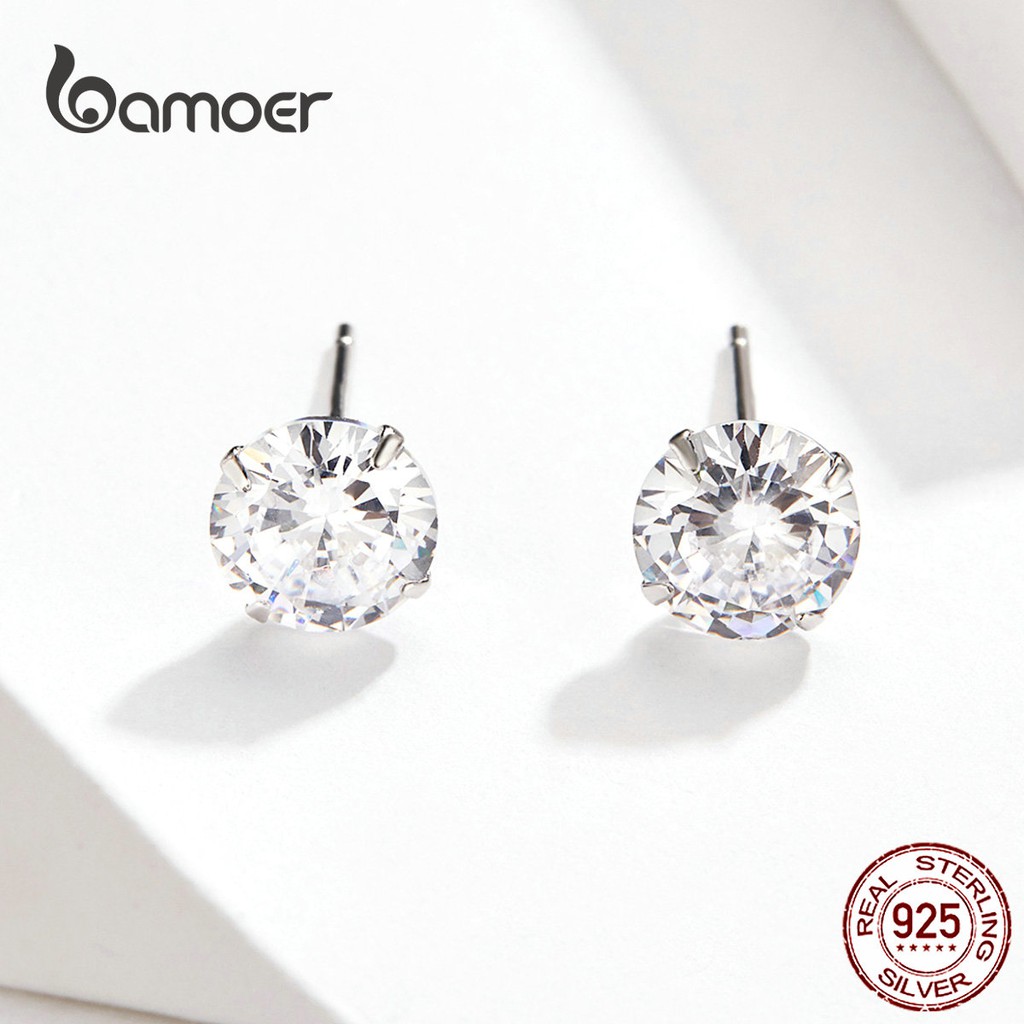 BAMOER Bông Tai BạC 925 5 MàU ĐíNh Đá Sang TrọNg BSE166