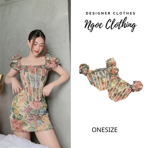 Áo kiểu corset hoa tay phồng NGOCCLOTHING nữ [FREESHIP] Croptop tay phồng khoét eo trẻ trung, hiện đại HOT | BigBuy360 - bigbuy360.vn